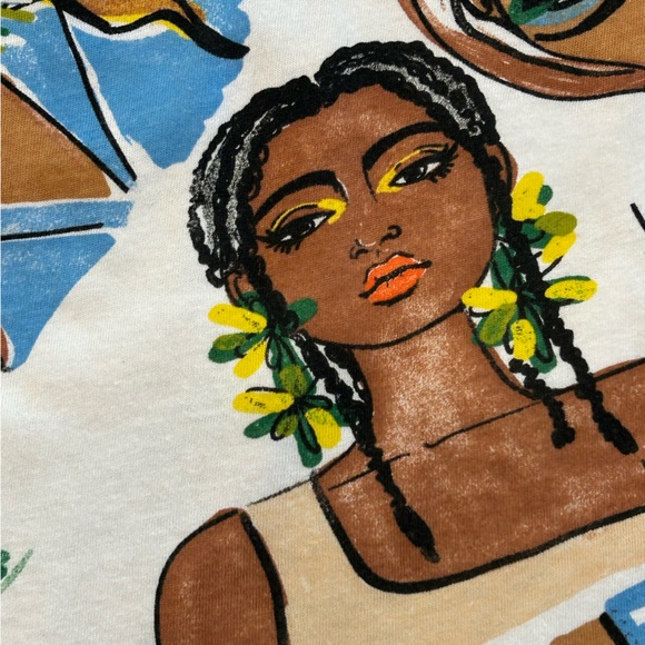 Zara faces pop art graphic boxy maximalist indie sleaze boho urban summery tee S - Picture 7 of 9